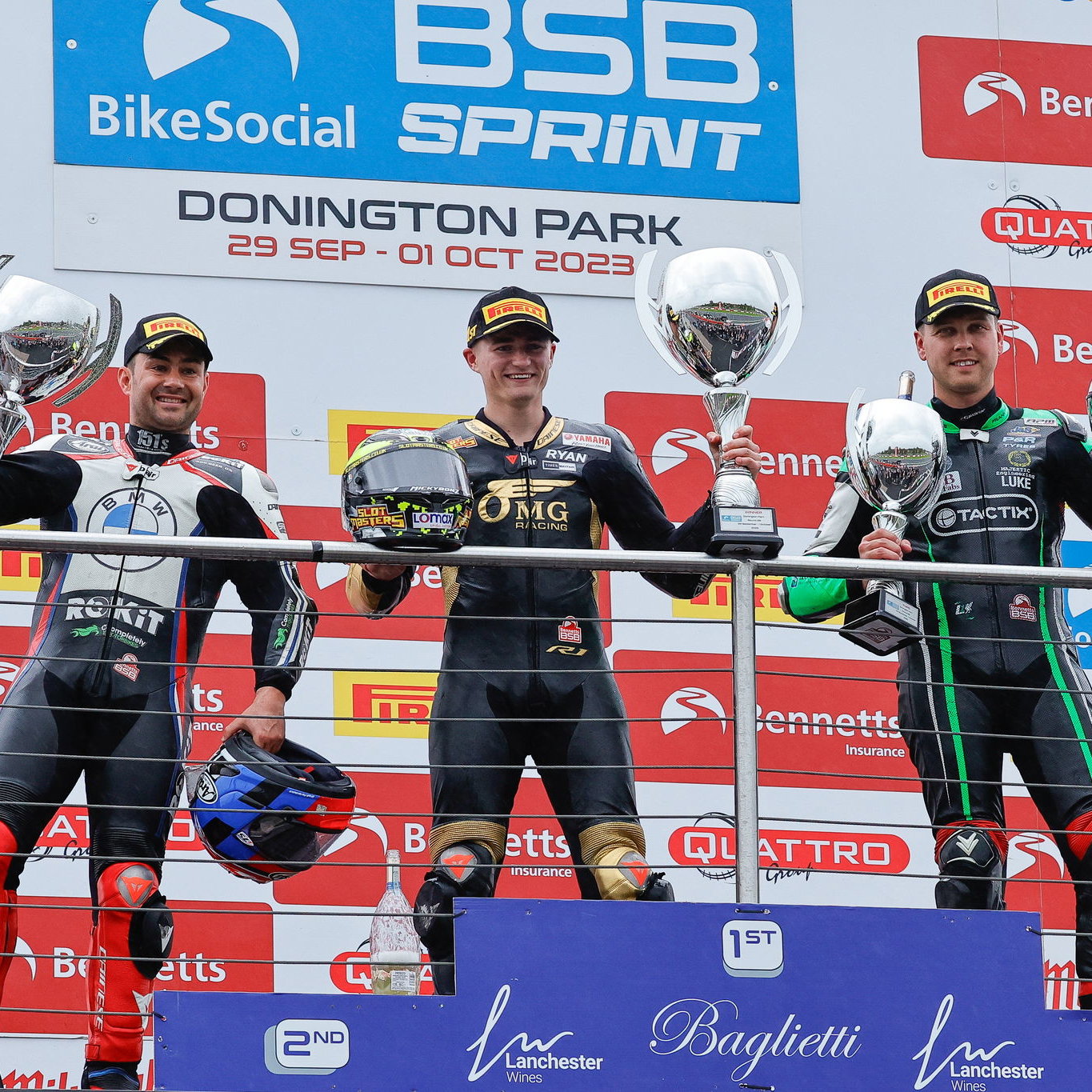 Vickers, 2023, Donington Park, Yamaha, win, BSB, Sprint, Showdown, podium Haslam, Mossey